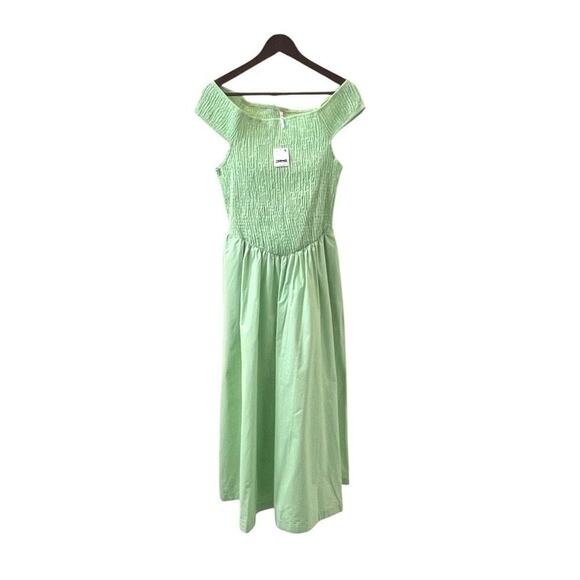 Free People Ceci Smocked Midi Mint Green Size Large NEW - Picture 4 of 9